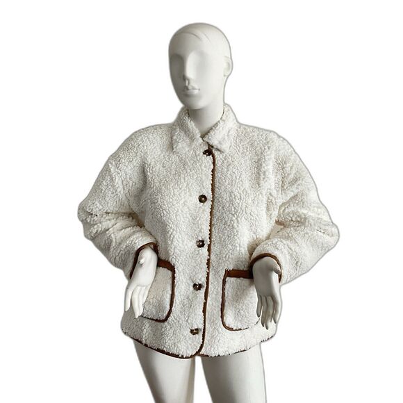 J. Crew Faux Sherpa Long Sleeve Barn Jacket Ivory L - Picture 6 of 14